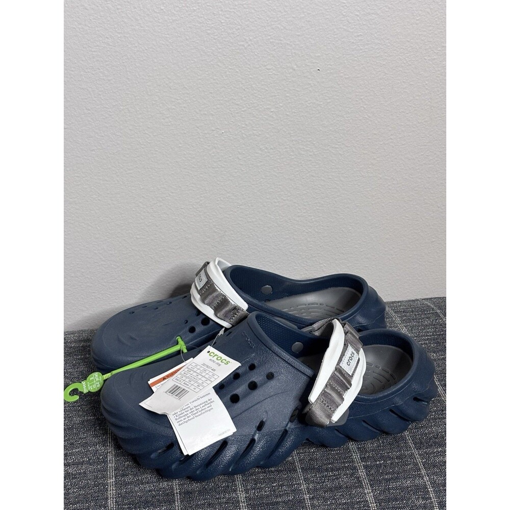 CROCS Echo Clogs Navy White Heel Pads Men 12 NEW